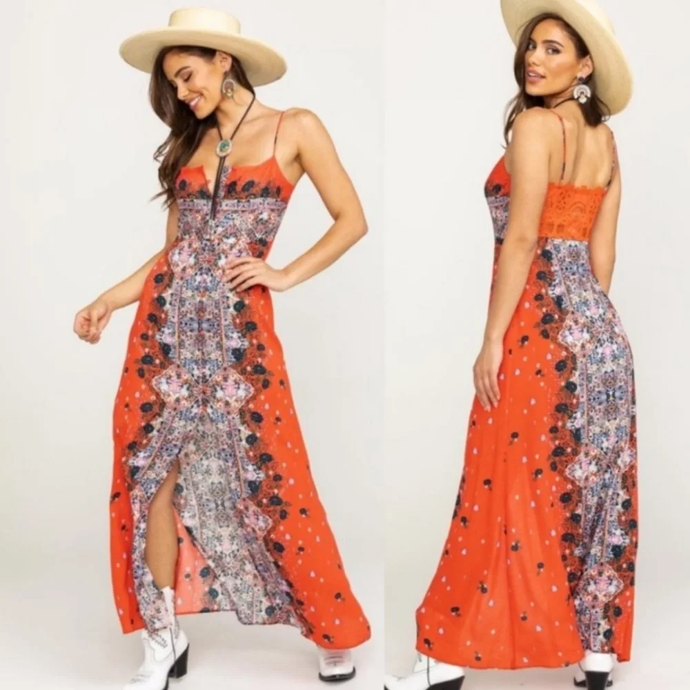Free People morning song maxi slip dress